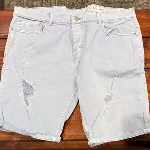 Denim&Co Light Blue Ripped Jean Shorts